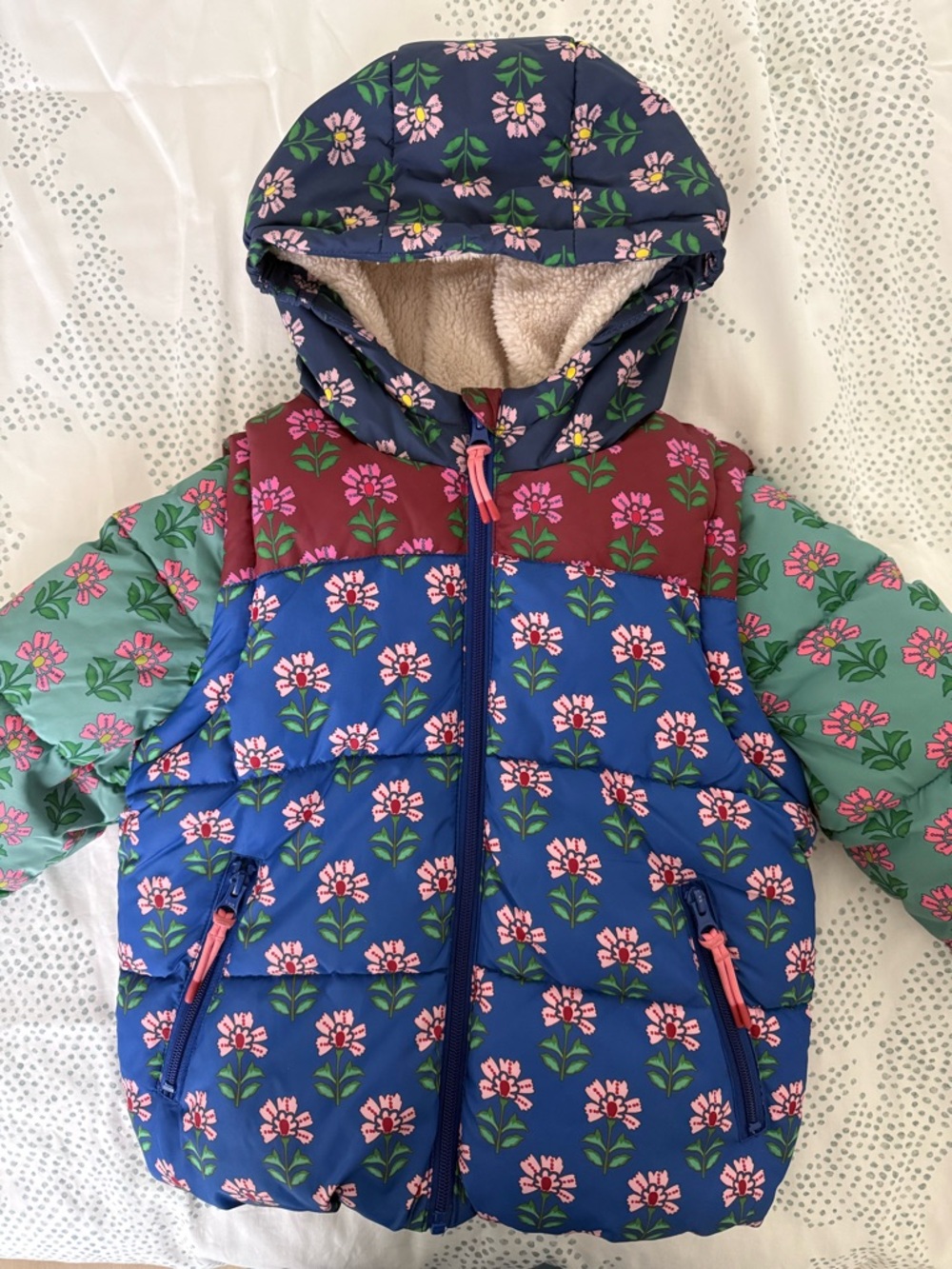Mini Boden Kids Floral Puffer Jacket 4-5Y - Picture 6 of 9